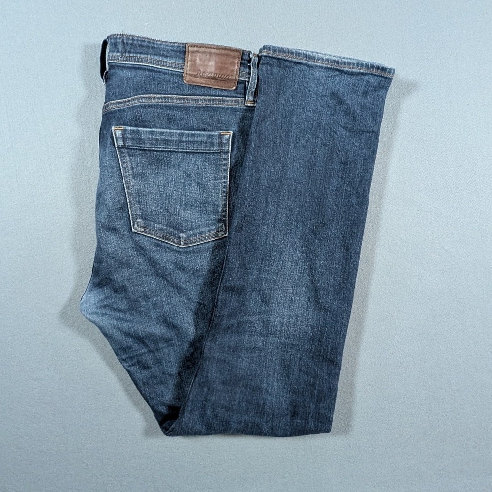 Revtown Sharp Jeans Mens 33x34 Slim Straight Dark Wash Decade Denim Stretch